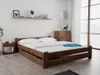 A bedroom scene with a wooden bed, nightstand, and dresser. Podgląd zdjęcia produktu