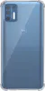 The back of a transparent phone case with a blue tint, showing the Motorola logo and camera module. Náhľad obrázku produktu