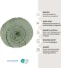 A rolled-up fitted sheet with descriptive text and icons on the right side. Produktbild-Vorschau