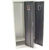 A metal locker with two doors, one open, showing the interior. Produktbild-Vorschau