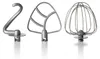 Three different attachments for a stand mixer are displayed against a white background. Podgląd zdjęcia produktu