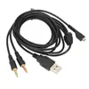 A black audio cable with multiple connectors is laid out on a white background. Náhled obrázku produktu