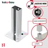 A product image showing a metal post base with various informational graphics and text overlays. Produktbild-Vorschau