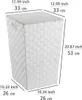 A white woven laundry basket with dimensions indicated by text and lines. Anteprima dell’immagine prodotto