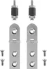 A set of two chrome-plated hinges with screws and mounting hardware, displayed against a white background. Podgląd zdjęcia produktu