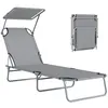 Chaise longue pliable avec pare-soleil, réglable en 4 Voir les images du produit 1