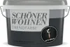 A bucket of black paint with branding and product information. Produktbild-Vorschau