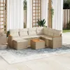 vidaXL 8-tlg. Garten-Sofagarnitur mit Kissen Beige Poly Produktbild-Vorschau 2