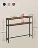 A diagram showing the dimensions and weight capacity of a two-tiered console table. Produktbild-Vorschau