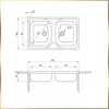 Technical drawing of a double sink with dimensions. Anteprima dell’immagine prodotto