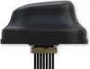 A close-up side view of a black antenna with gold hardware and black cables extending downwards, set against a white background. Voir les images du produit