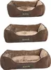 Three brown dog beds are stacked vertically against a white background. Podgląd zdjęcia produktu