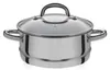 A stainless steel pot with a glass lid and handles. Náhľad obrázku produktu