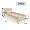 Letto in legno massello 90x200 cm – Letto singolo in pino – Anteprima dell’immagine prodotto 4