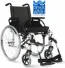 A product shot of a wheelchair against a white background, with a logo in the top right corner. Produktbild-Vorschau