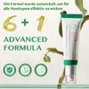 A product shot of a serum tube with marketing text and icons. Produktbild-Vorschau