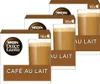 Three boxes of Nescafé Dolce Gusto Café au Lait coffee capsules are stacked and angled. Produktbild-Vorschau
