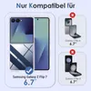 Marketing image showing a phone case compatibility guide for Samsung Galaxy Z Flip models. Produktbild-Vorschau