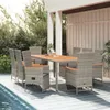 vidaXL 9-tlg. Garten-Essgruppe mit Kissen Grau Poly Rattan Produktbild-Vorschau 11