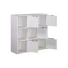 A white cube shelf unit with some doors open. Náhľad obrázku produktu