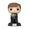 A Funko Pop! vinyl figure of Luke Skywalker holding Grogu, displayed on a black base with the Star Wars logo. Produktbild-Vorschau