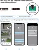 Instructions for adding a camera to a second smartphone, showing app store logos, product branding, and three smartphone screens with app interfaces. Anteprima dell’immagine prodotto