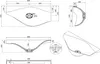 Technical drawings and dimensions of a washbasin. Produktbild-Vorschau