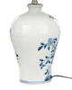 A close-up of a white ceramic table lamp base with blue floral patterns. Náhľad obrázku produktu