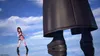 A small character stands before a giant figure's legs, set against a sky with clouds. Produktbild-Vorschau