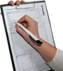 A hand is writing on a clipboard with a pen. Produktbild-Vorschau