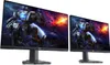 Two Dell monitors are displayed side-by-side against a white background, showcasing a futuristic robot graphic on their screens. Produktbild-Vorschau