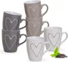 Schöne Kaffeetassen 6er Set einfarbig mit Herzen Produktbild-Vorschau 1