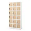 A tall, white metal locker unit with 18 wooden-effect doors, arranged in a 3x6 grid. Voir les images du produit