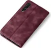 A burgundy flip case for a smartphone is shown against a white background. Produktbild-Vorschau