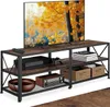 A TV stand with a TV and various electronic devices and decorative items. Produktbild-Vorschau