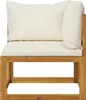 A single corner chair from a garden lounge set, made of acacia wood with cream cushions. Produktbild-Vorschau