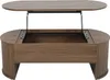 A lift-top coffee table with a dark wood finish. Voir les images du produit