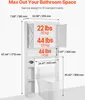 A diagram showing a white bathroom storage unit placed over a toilet, with dimensions and weight capacities indicated. Náhled obrázku produktu