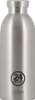 A silver metal water bottle with a logo and text on it, set against a white background. Anteprima dell’immagine prodotto