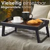 A foldable tray table with a cup of coffee and croissants on it, placed on a bed. Anteprima dell’immagine prodotto