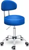 TRESKO Tabouret à roulettes bleu avec dossier Tabouret de Voir les images du produit 1