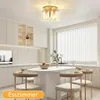 Deckenleuchte Moderne Golden Deckenlampe mit Glasschirm E27 Produktbild-Vorschau 6