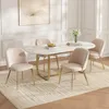 6 Esszimmerstühle aus Samtstoff, beige mit Gold, bequem & Produktbild-Vorschau 3