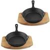 Navaris 2er Set Pfanne Gusseisen - Mit Holzboden - 15 cm Produktbild-Vorschau 8