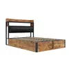 A bed frame with a headboard and storage, shown against a white background. Produktbild-Vorschau