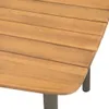 Close-up view of a wooden table surface with metal legs. Podgląd zdjęcia produktu