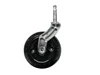 A single black wheel with a silver metal bracket and stem, isolated on a white background. Anteprima dell’immagine prodotto
