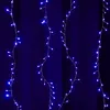 Strings of blue LED lights hang against a dark blue background. Produktbild-Vorschau
