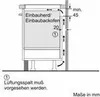 Diagram showing installation requirements for a built-in oven or hob, with ventilation gap specifications. Produktbild-Vorschau