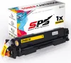 A yellow toner cartridge is shown in front of its packaging. Produktbild-Vorschau